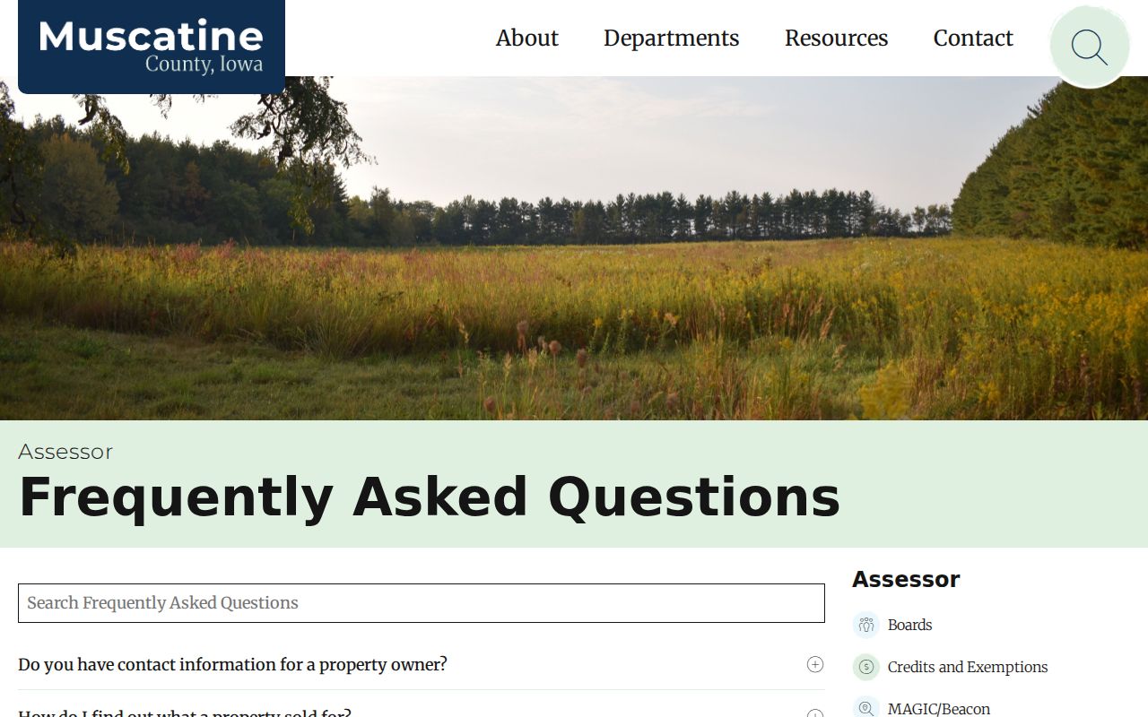 Muscatine County Assessor FAQ for address, parcel, owner, and sales searches
