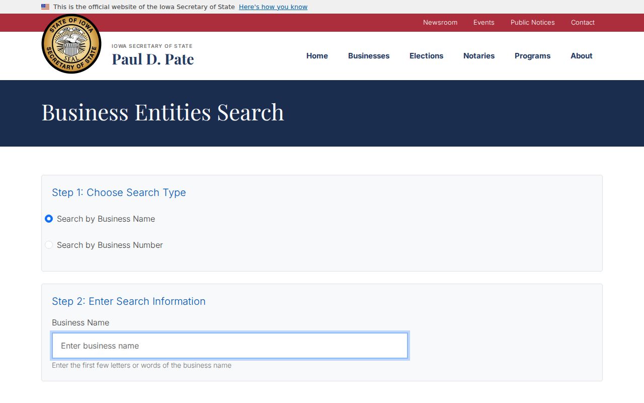 Iowa business entity search for Muscatine affiliations