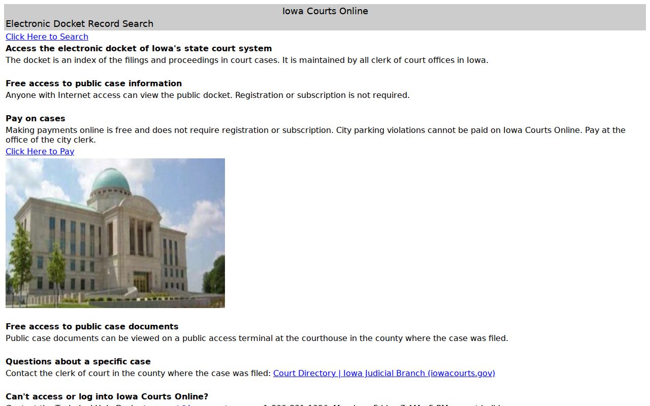 Iowa Courts Online search used for Muscatine resident lookup