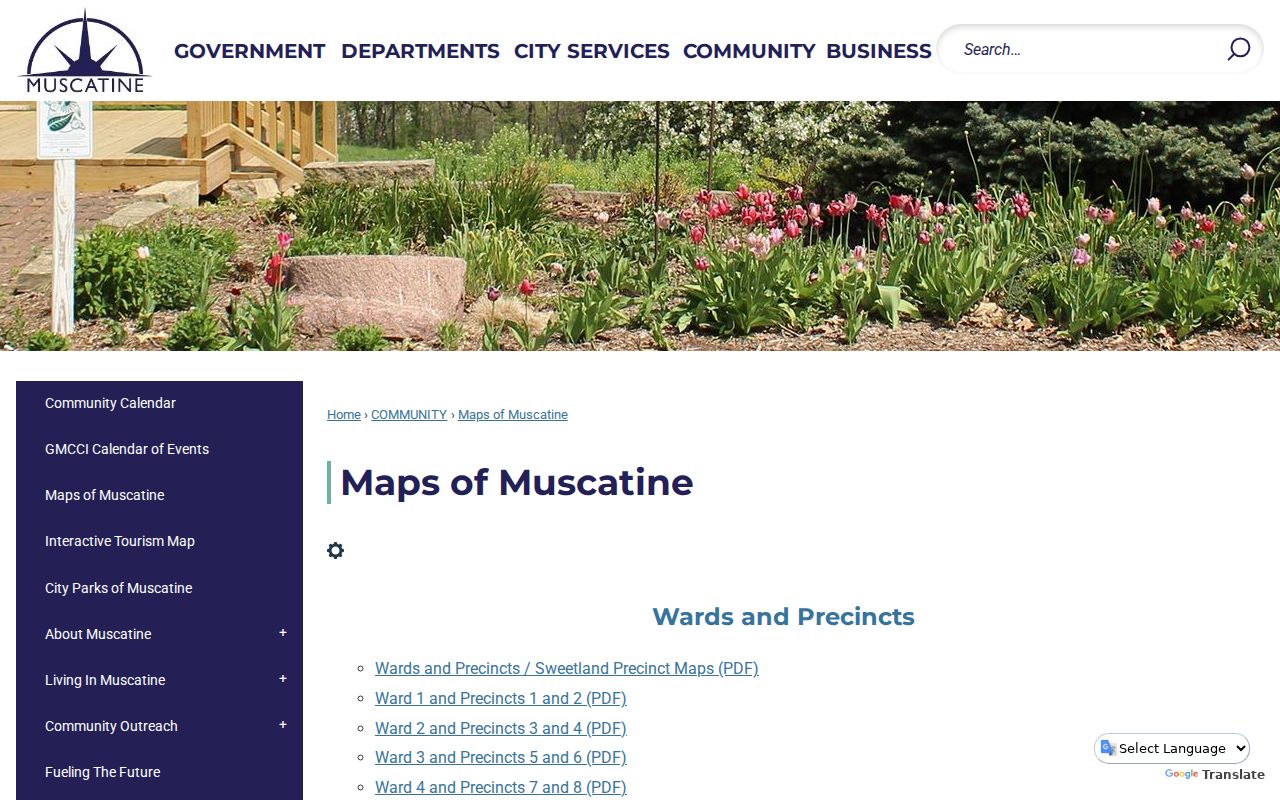 City of Muscatine maps page for ZIP and city-limit comparison